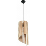 LAMPE À SUSPENSION EN BOIS LAMPE DE SALON LAMPE À SUSPENSION SCANDINAVE LAMPE À SUSPENSION AU DESIGN LAMELLAIRE TOURNÉ, BOIS NATUREL, 1X E27, DXH