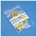 SACHET PLASTIQUE ZIP TRANSPARENT À BANDES BLANCHES 50 MICRONS 11 X 17 CM