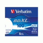 VERBATIM BD-R XL 100 GO* 4X WIDE INKJET PRINTABLE BOÎTIER AVEC LOT DE 5