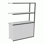 BIBLIOTHÈQUE LUMYA L 120 X P 41,5 X H 162 CM MODULE SUIVANT STRUCTURE MÉTAL NOIR 3 PORTES BLANC