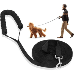 LITZEE - DOG TRAINING LEAD DOG LANYARD LONG LEASH WITH PADDED HANDLE FOR SMALL TO LARGE DOGS -30M, BLACK