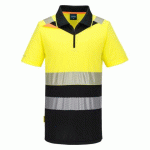 LOT DE 2 - PORTWEST DX435 DX4 POLO HV CLASSE 1 JAUNE/NOIR - TAILLE XL