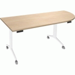 TABLE ABATTANTE AVEL 200X80 ANGLE À D CHÊNE CLAIR/PIED BLANC - SIMMOB