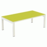 TABLE BASSE EASY OFFICE 114X60 PIED BLC PLATEAU BLC/VERT - PAPERFLOW