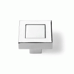 BOUTON DE MEUBLE CARRÉ ARIMINI -LONG 34MM -LARG 34MM -H 21MM -PAR 4 -BLANC CHROMÉ BRILLANT HETTICH