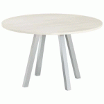 TABLE RÉUNION EVAN Ø 120 CM PIED ALU PLATEAU STRAT ACACIA - MBA