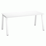 BUREAU DROIT ECLA BLANC L 180 X P 80 CM PIÈTEMENT MÉTAL FINITION BLANC