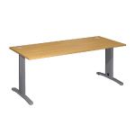 BUREAU DROIT IMEDIA - L. 180 X P. 80 CM - PLATEAU HÊTRE - PIEDS ALUMINIUM