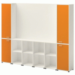 ENSEMBLE MEUBLE TV ET RANGEMENT IVO N°1 BLANC/PORTE ORANGE - QUADRIFOGLIO
