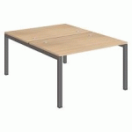 PÔLE 2 BUREAUX L 120 CM PLATEAUX CHÊNE, PIÈTEMENT MÉTAL - TEAM LINE ANTHRACITE
