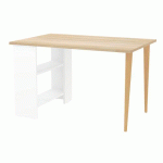 BUREAU ARNO PIED MIXTE 120X80 CM PIN/BLANC/HÊTRE