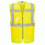 LOT DE 4 - PORTWEST ES476 ES1 ESSENTIAL GILET EXÉCUTIF HAUTE VISIBILITÉ JAUNE - TAILLE 5XL