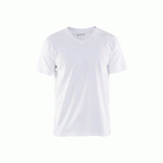 T-SHIRT DE TRAVAIL COL V BLANC - BLAKLADER