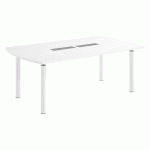 TABLE TONNEAU BELEM L 200 X P 115 CM - 8 PERSONNES BLANC PIÈTEMENT BLANC