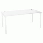 BUREAU DROIT SQUADRA L 160 X P 80 CM PLATEAU BLANC PIÈTEMENT BLANC