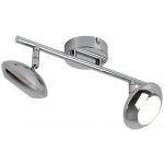 PLAFONNIER 2 FLAMMES SPOT DE PLAFOND CHROME, PLAFONNIER ORIENTABLE SPOTS LED, AVEC SPOTS MOBILES EN CHROME, 2X5W 2X 360LM 3200K, L 30 CM