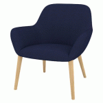 FAUTEUIL CITY DOSSIER BAS PIED BOIS TISSU BLEU MARINE - QUADRIFOGLIO