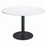 TABLE RONDE EXCELLENS PLATEAU D 120 CM BLANC - 6 PERSONNES - PIED MÉTAL TULIPE ANTRACITE RAL 7016