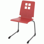 CHAISE COQUE DAMIER PIÈTEMENT LUGE ACIER - ROUGE CHINOIS/GRIS ARGENT - RODET