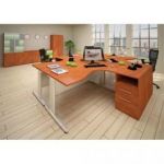 MT INTERNATIONAL BUREAU IMPACT ARRONDIS PIED L RETOUR DROIT 180X74X100 CM MERISIER