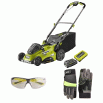 PACK TONDEUSE À BATTERIE 36V MAX POWER (1X5,0AH) RLM36X41H50G + GANTS DE JARDINAGE + LUNETTES DE PROTECTION RYOBI