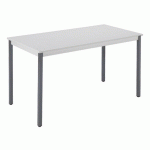 TABLE DE RÉUNION MULTIFORME CLASSIQUE RECTANGULAIRE L120 X P60 CM PLATEAU GRIS CLAIR PIÈTEMENT GRIS