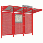 ABRI BUS CONVIVIALE 3 M FOND ACIER ROUGE 3020 - PROCITY