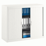 ARMOIRE MÉTAL À RIDEAUX DÉMONTABLE CLASSIQUE H 100 X L 120 CM CORPS BLANC / RIDEAUX BLANC