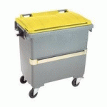 CONTENEUR À DÉCHETS 1000 LITRES EXTÉRIEUR 4 ROUES GRIS-JAUNE