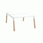 PÔLE DE 2 BUREAUX ECLA BLANC L 140 X P 80 CM PIEDS MÉTAL FINITION BOIS