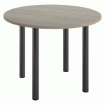 TABLE RONDE L 100 CM EXCELLENS PLATEAU CHÊNE GRIS 4 PIEDS MÉTAL ANTHRACITE