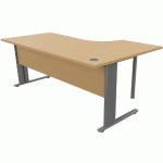 BUREAU COMPACT ASYMÉTRIQUE PIED L 180X120X60 RETOUR GAUCHE HÊTRE/ALU, - MANUTAN COLLECTIVITÉS