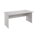 BUREAU DROIT EVOLUTION - L. 140 X P. 80 CM - PLATEAU 'GRIS' - PIEDS PLEINS 'GRIS'.