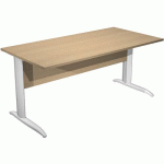 BUREAU DROIT PIEDS L EN MÉTAL FAST - 160 CM - CHÊNE - ALU