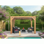 PERGOLA BIOCLIMATIQUE EN BOIS THERMAUVENT AVEC VENTELLES MOBILES TOIT ET MUR - 2,30X3,10 M - 7,10 M2 HABRITA