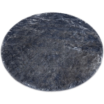 TAPIS DE LAVAGE MODERNE LAPIN CIRCLE SHAGGY, ANTIDÉRAPANT IVOIRE / NOIR BLACK CERCLE 100 CM