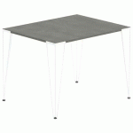 TABLE RÉUNION LORI 100 X 80 CM PLATEAU BÉTON PIED BLANC - MBA