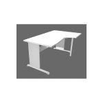 BUREAU COMPACT PRONTO TENDANCE- RETOUR À DROITE L.160 X P.100 CM - PLATEAU BLANC - PIEDS L ALUMINIUM