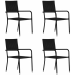 CHAISES DE SALLE � MANGER D'EXT�RIEUR 4 PCS R�SINE TRESS�E NOIR - VIDAXL