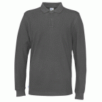 COTTOVER POLO PIQUE MANCHES LONGUES HOMME - CERTIFIÉ GOTS ANTHRACITE - TAILLE M
