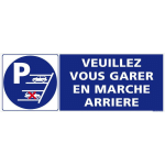 SIGNALETIQUE.BIZ FRANCE - PANNEAU PARKING MARCHE ARRIÈRE RECTANGULAIRE. STATIONNEMENT MARCHE ARRIÈRE. STICKER PARKING MARCHE ARRIÈRE, PVC, ALU