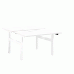 PÔLE DE 2 BUREAUX RÉGLABLES BLANC ERGOMAXX L 120 CM PIÈTEMENT BLANC