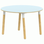 TABLE 4 PIEDS MÉTAL/BOIS RONDE Ø120 T1 STRAT ABS BLEU/ALU