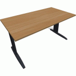 TABLE PIED L AVEC CARTER 140X80 CM GRIS ANTHRACITE/HÊTRE - EOL