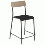 CHAISE BAR ANDRÉ H60 ASS NOIR ÉBÈNE DOS HÊTRE PIÈT TRSPARENT - MOBIDECOR