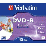 LOT DE 10 - DVD+R VERBATIM 4,7 GO BOÎTIER STANDARD 16X