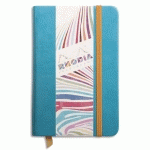 RHODIARAMA CARNET REMBORDÉ RIGIDE 9X14 CM 192 PAGES UNI PAPIER IVOIRE 90G FERMETURE ÉLASTIQUE - TURQUOISE - LOT DE 2