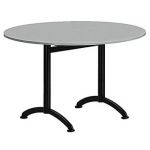 TABLE CAFETERIA RONDE DIAMÈTRE 120 CM, PLATEAU GRIS, PIÉTEMENT NOIR