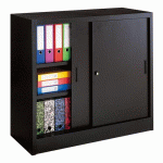 ARMOIRE PORTE COULISSANTE H 105 X L 120 CM NOIR