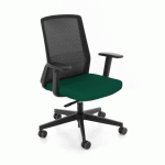 CHAISE DE BUREAU ERGONOMIQUE COCO TISSU ET MAILLE, AVEC ACCOUDOIRS 3D, MÉCANISME SYNCHRONE, PIEDS NOIRS - VERT FONCÉ